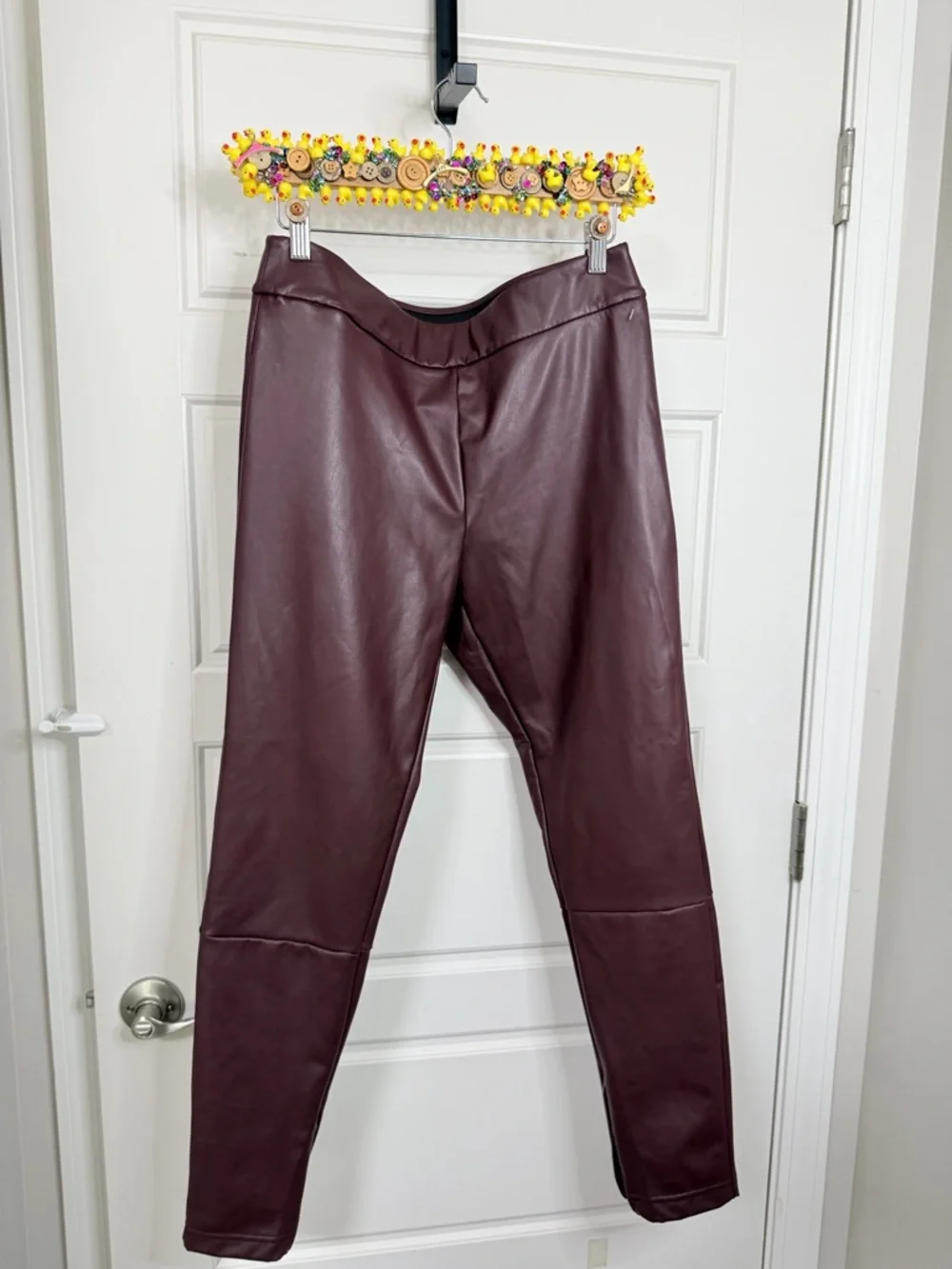 a new day Maroon Faux Leather Skinny Pants - Picture 2 of 5